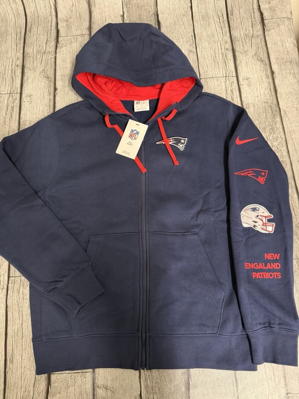 NWT Men’s Nike New England Patriots Primetime Club Full Zip Hoodie Medium Navy